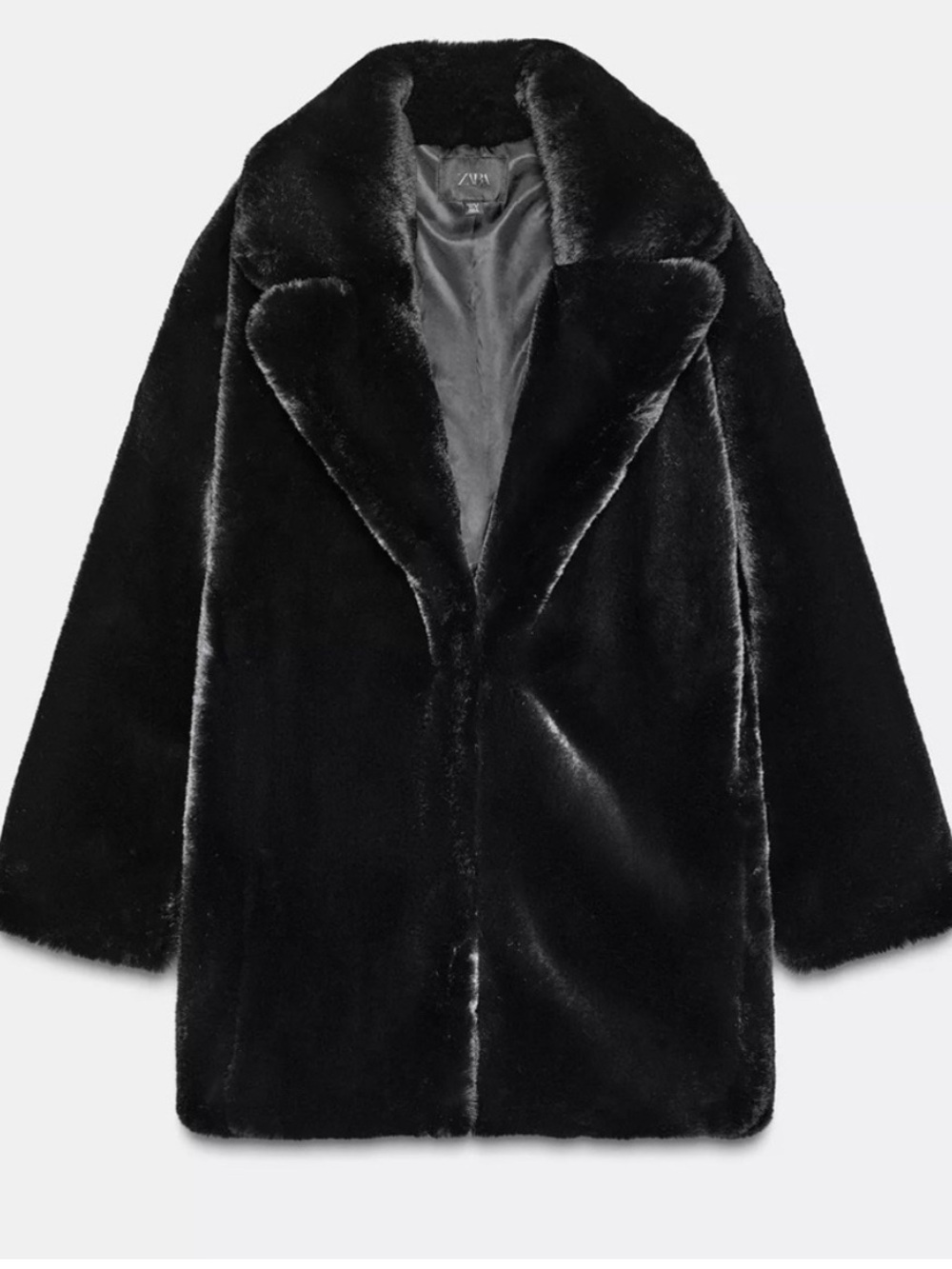 Zara Black Faux Fur Coat